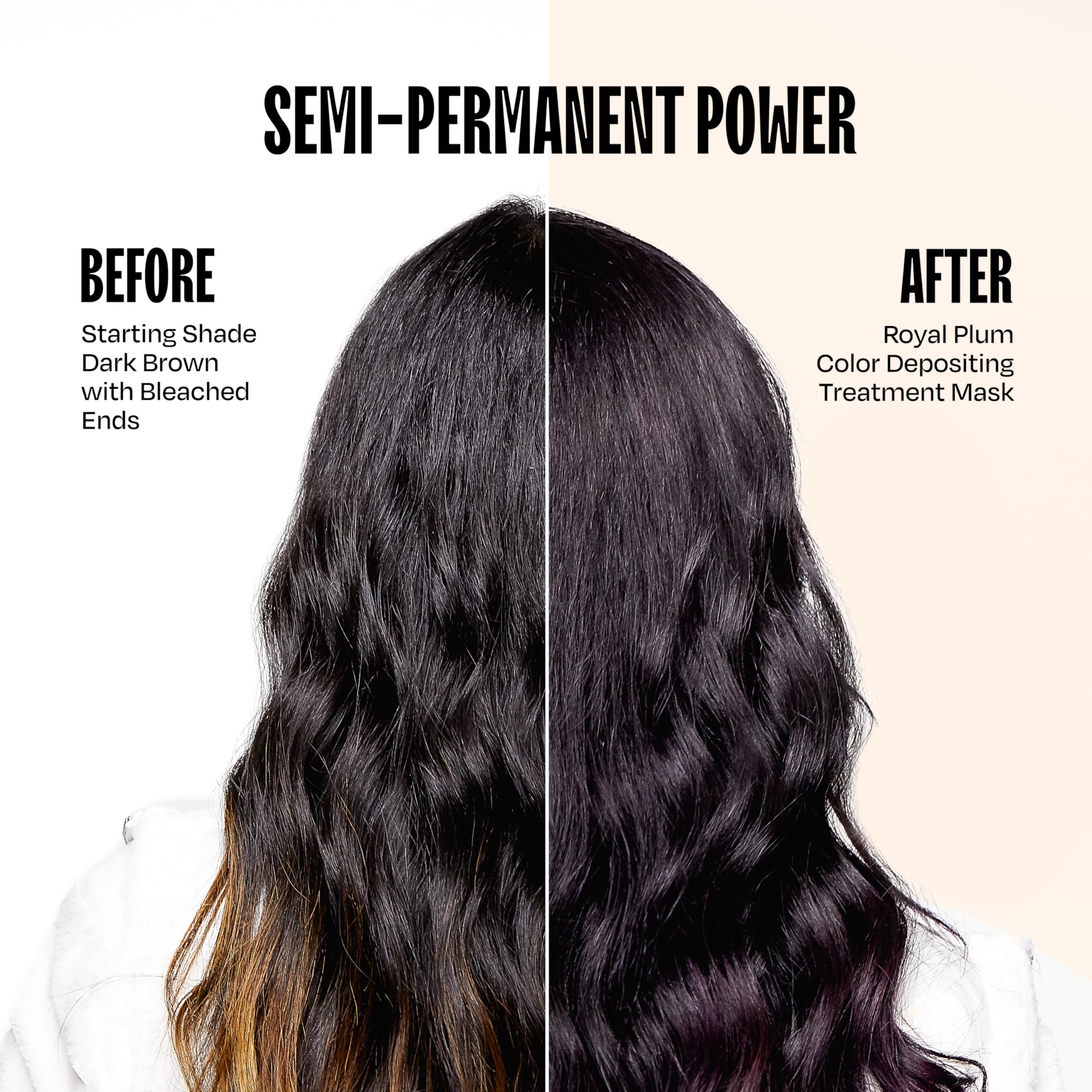 Aplicación de Overtone Royal Plum en cabello seco para depositar color duradero.