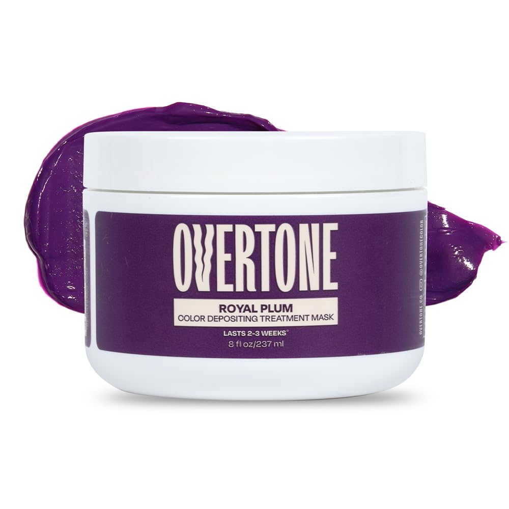 Overtone Royal Plum, bote cremoso, color vibrante e hidratación para el cabello.