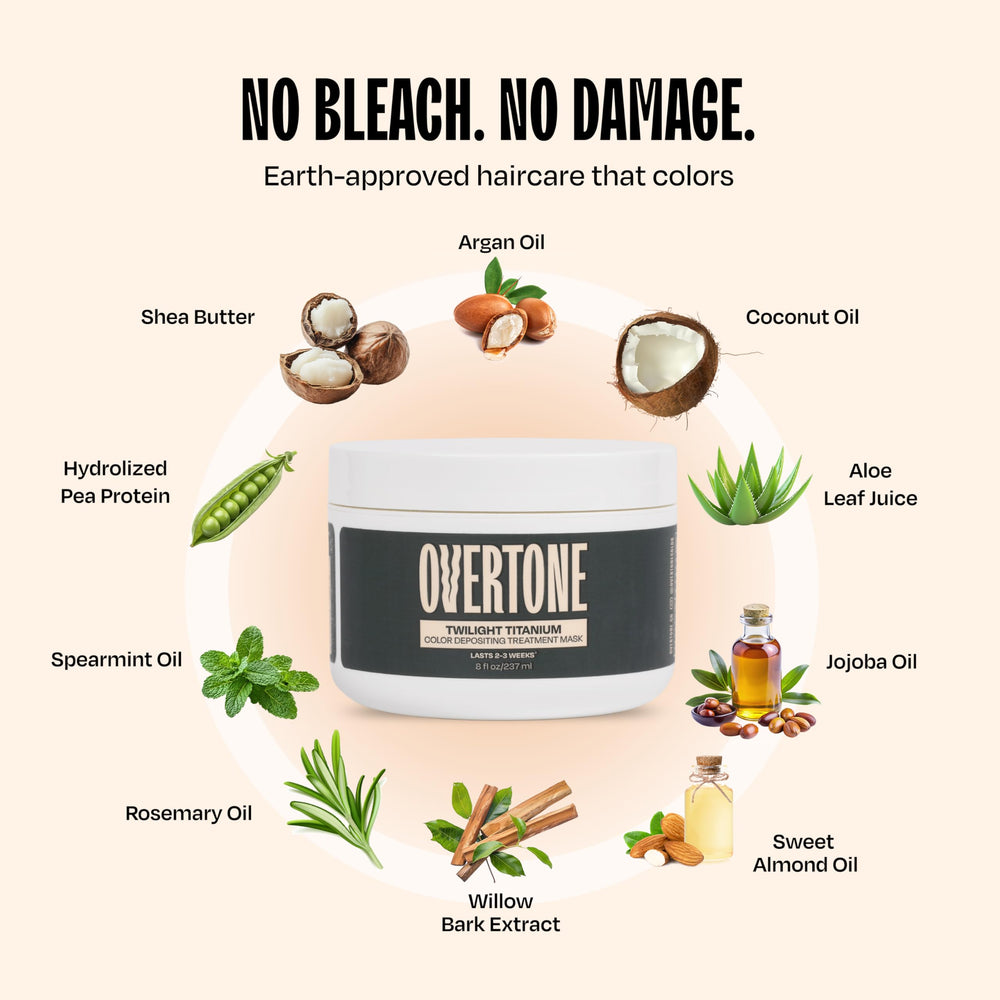 oVertone Twilight Titanium, color suave que no daña el cabello y se siente agradable.