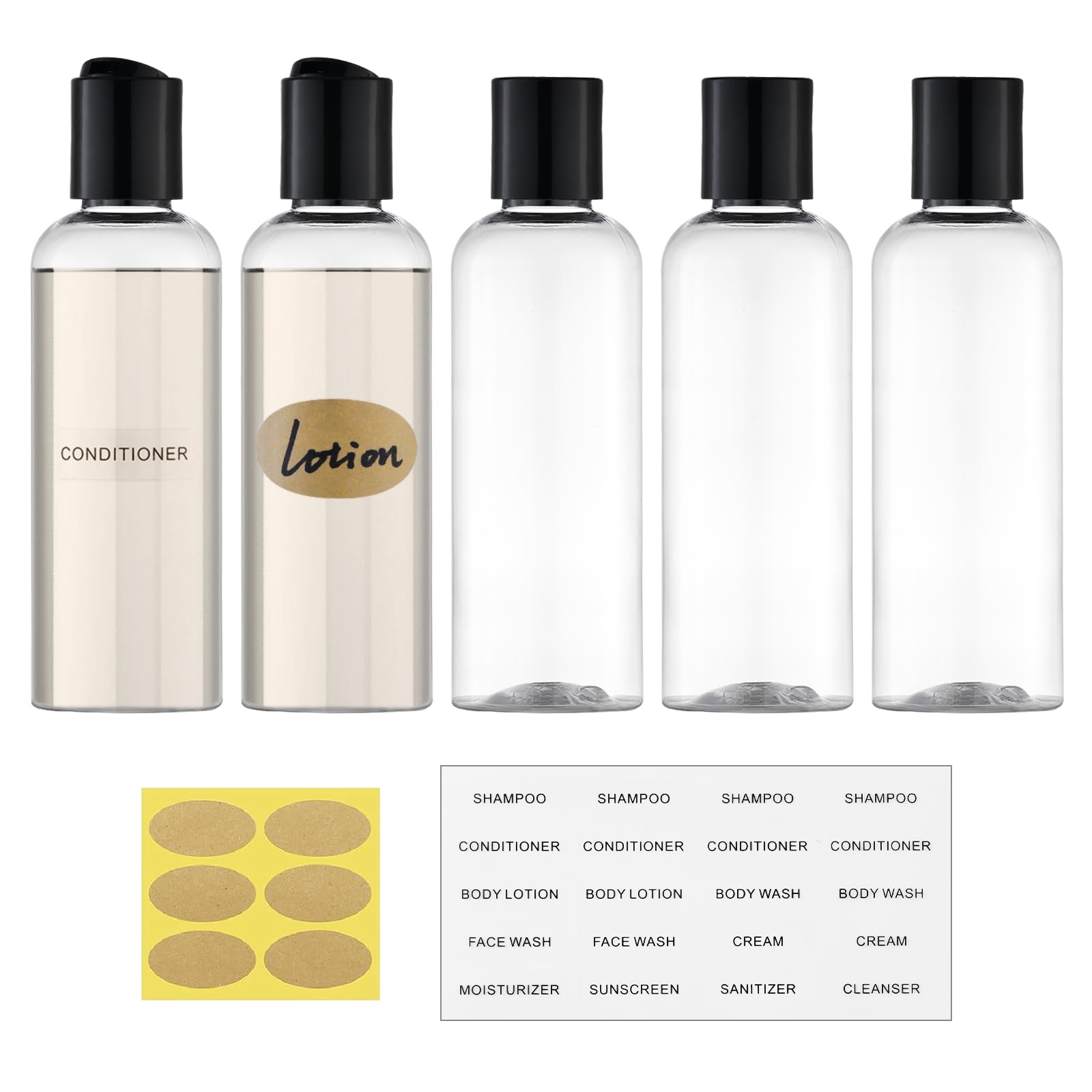 Owlyee botellas de viaje 100 ml, vertido cómodo para líquidos.