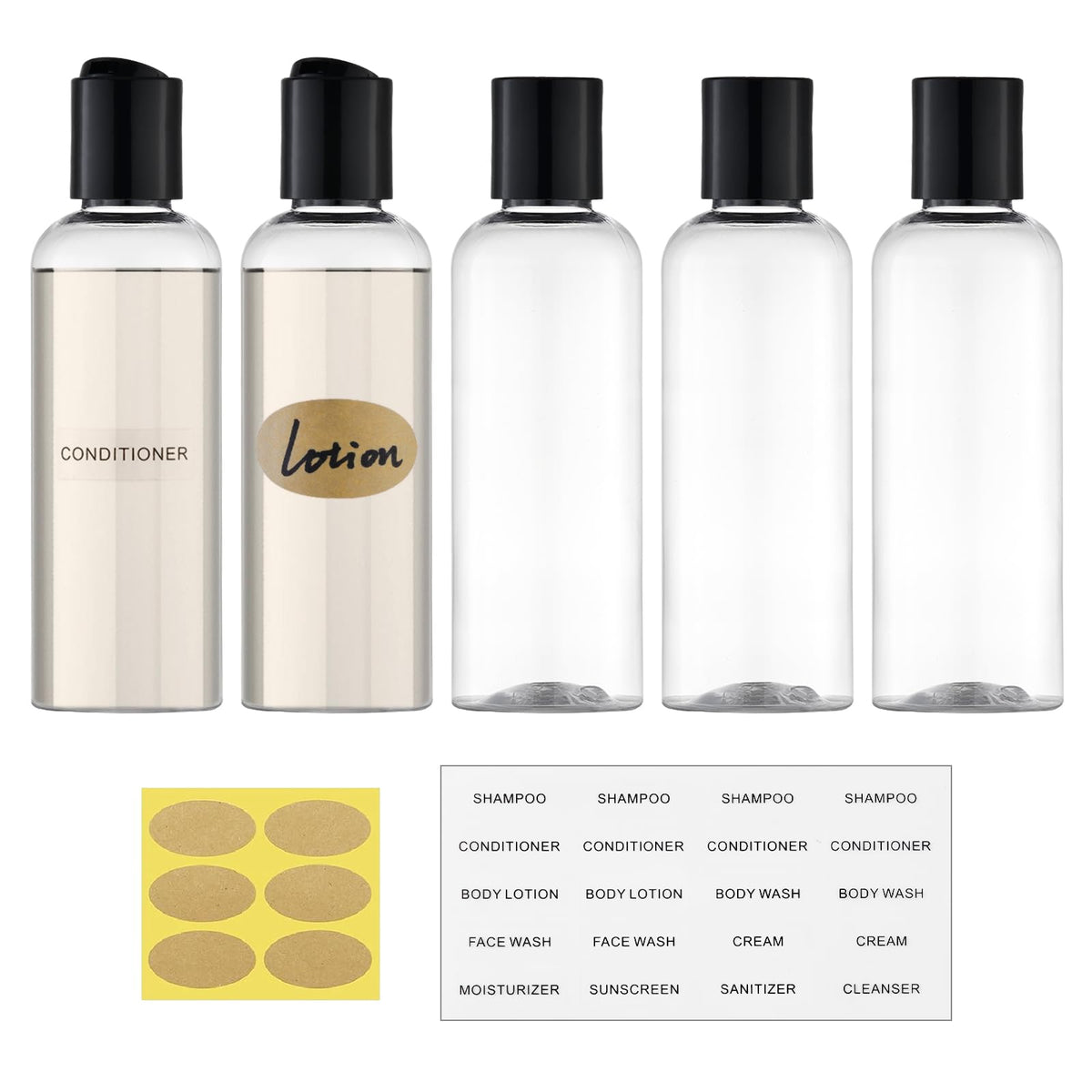 Owlyee botellas de viaje 100 ml, vertido cómodo para líquidos.