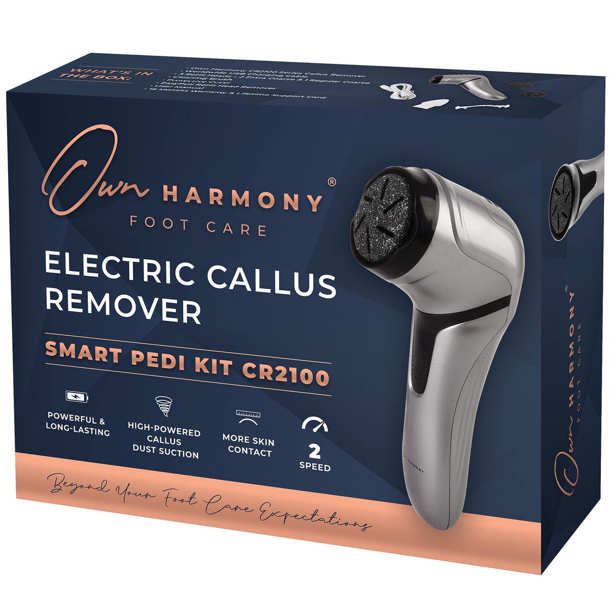 Own Harmony quita-callos eléctrico con aspiradora para acabado limpio