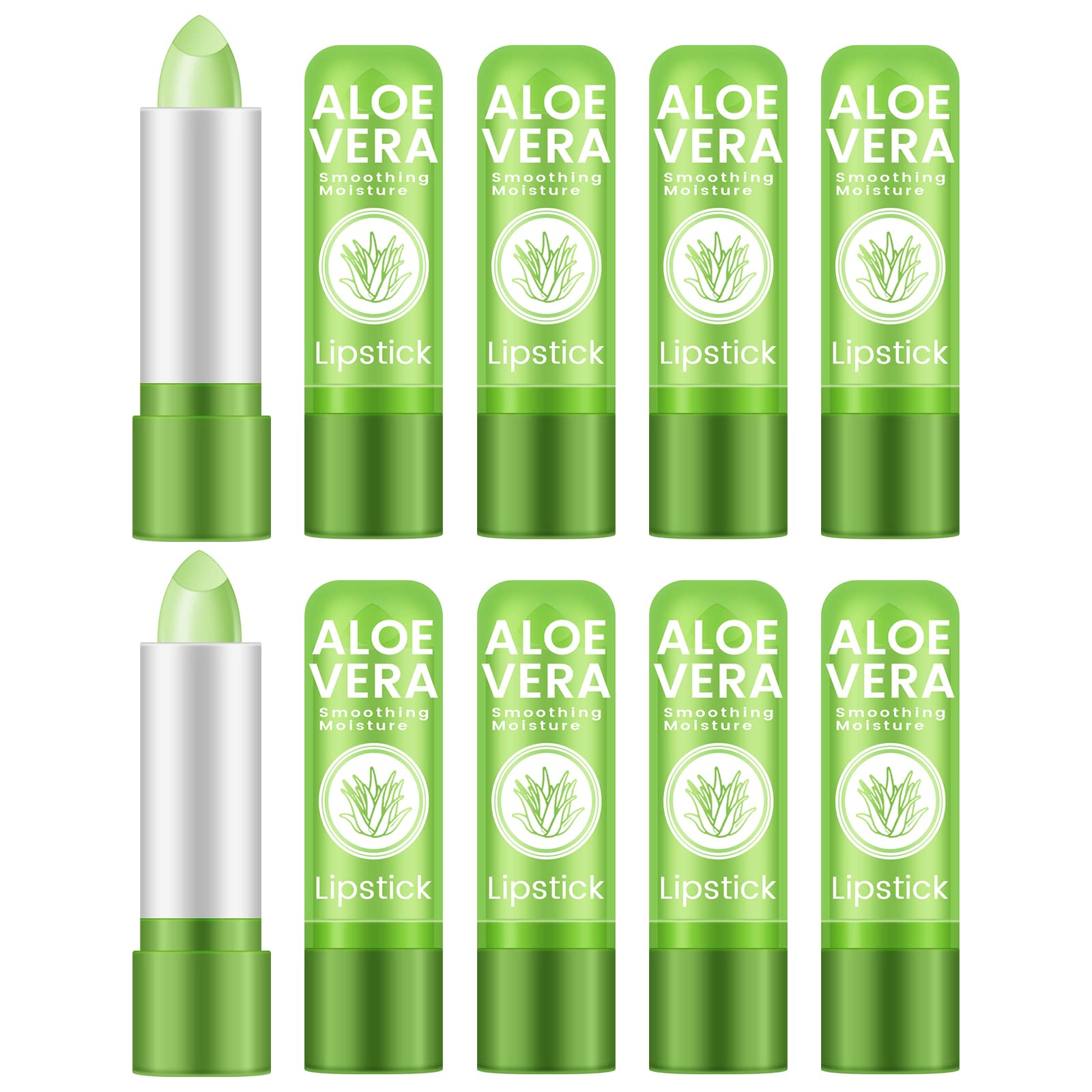 Ownest bálsamo labial de aloe vera con cambio de color y empaque compacto.