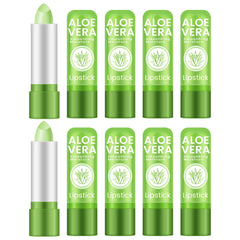 Ownest bálsamo labial de aloe vera con cambio de color y empaque compacto.