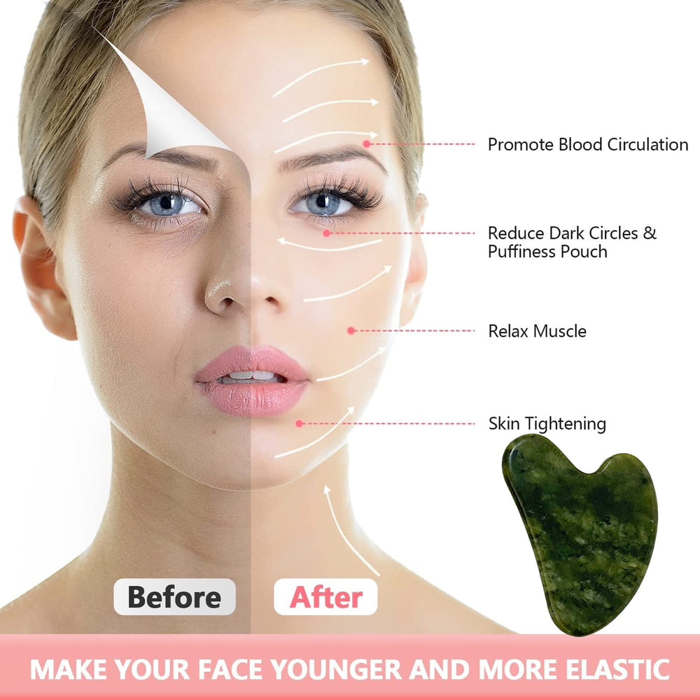 OXT Gua Sha rostro para frente y mejillas, favorece la circulación y relajación.