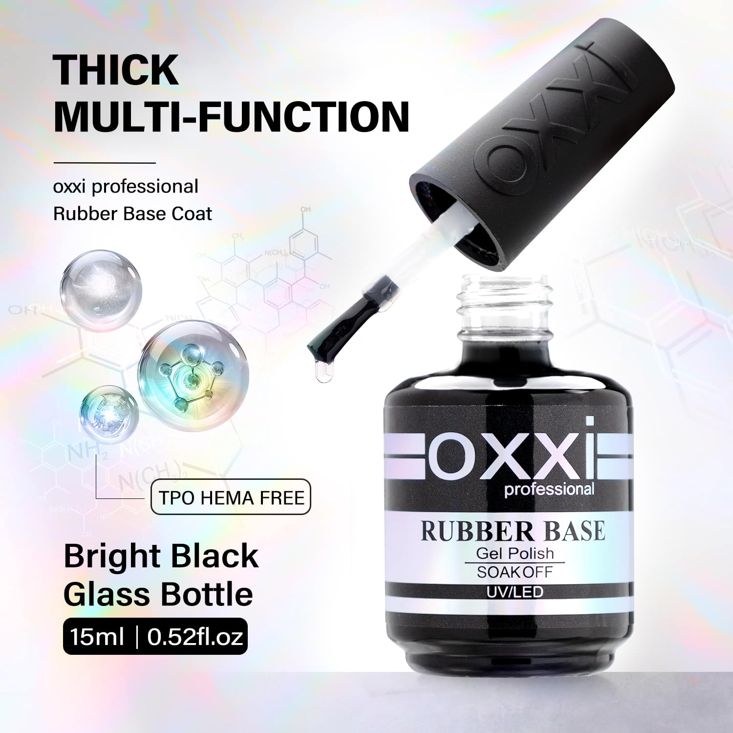 OXXI Professional Base Gel: curado UV/LED para un acabado liso y duradero.