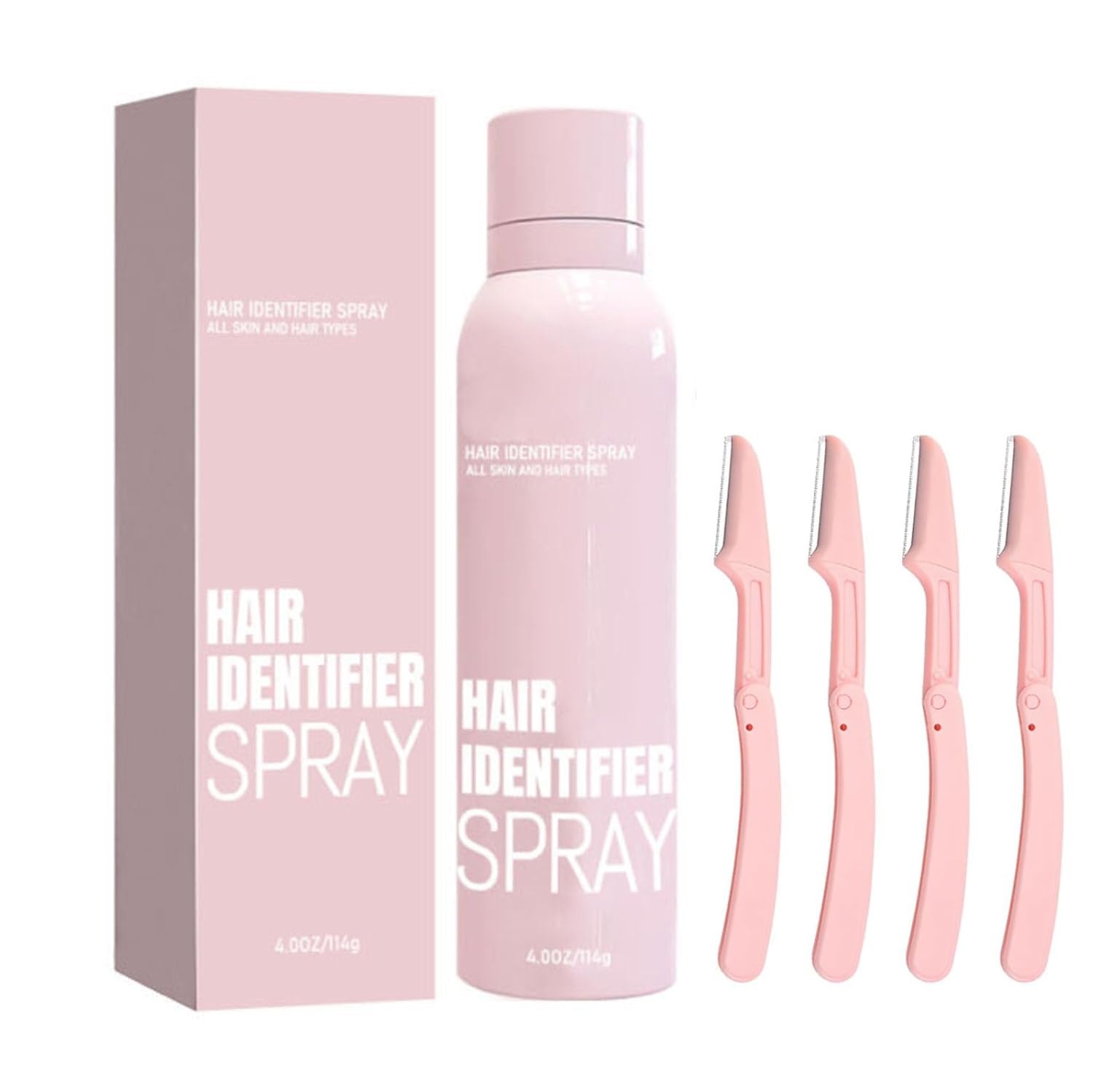 OYB Hair Identifier Spray bottle highlights facial hair for easier shaving.