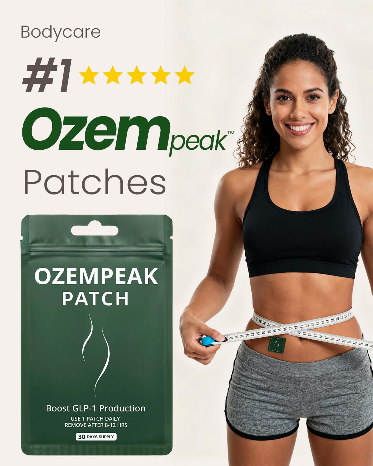 Ozempeak parche discreto bajo ropa, cómodo para viajar.