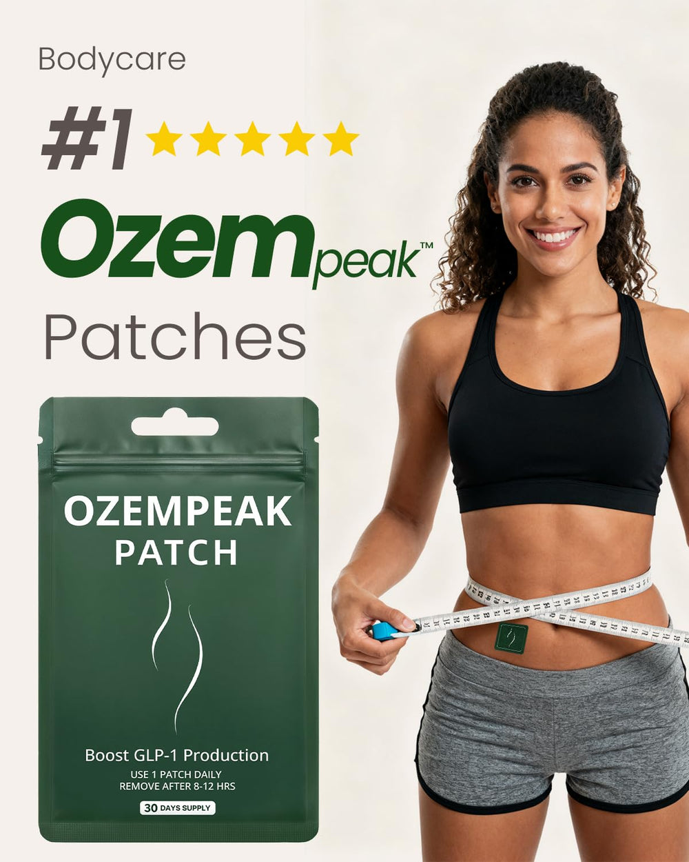 Ozempeak parche discreto bajo ropa, cómodo para viajar.