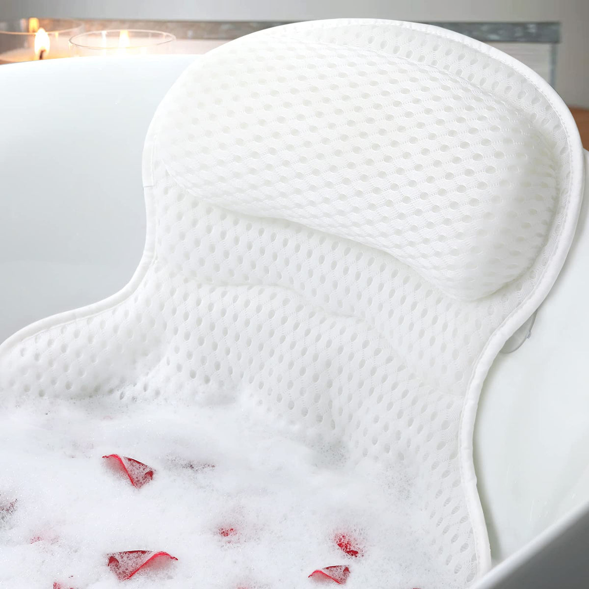 Almohada de baño Ozyalo para cuello y espalda, soporte cómodo durante el baño.