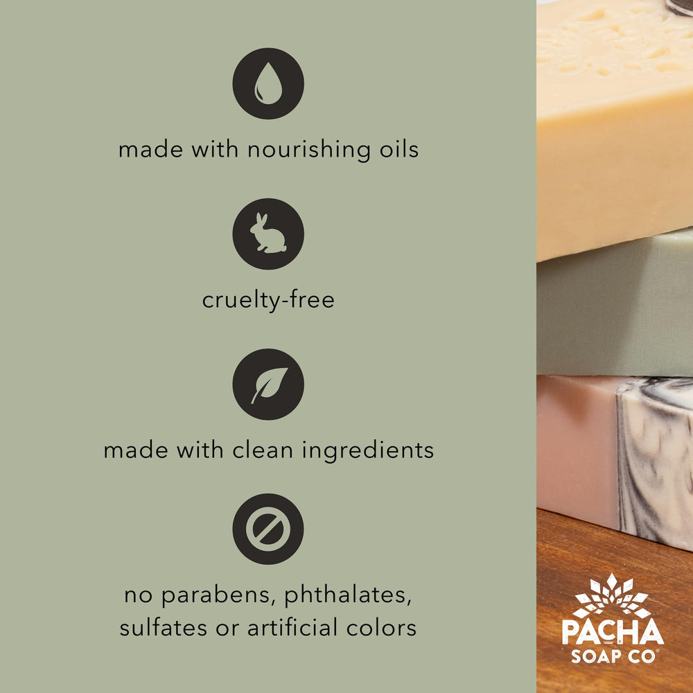 Pacha Soap Co Empaque ecoamigable, opción sostenible para regalo.