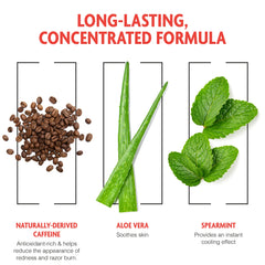 Crème rasage menthe fraîche, sensation revitalisante après usage.