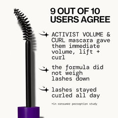 Pacífica Activist Curling Mascara, detalle de pestañas con volumen en la mirada.