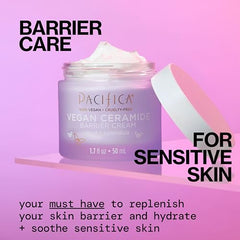 Pacifica crema barrera ceramida, primer plano de textura rica y suave