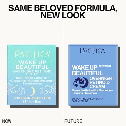 Pacfica crema nocturna retinoide, textura ligera para piel sensible.