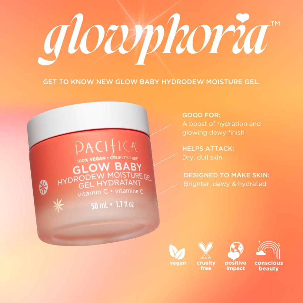 Pacifica Glow Baby Hydrodew Gel, ácido hialurónico para hidratación duradera.