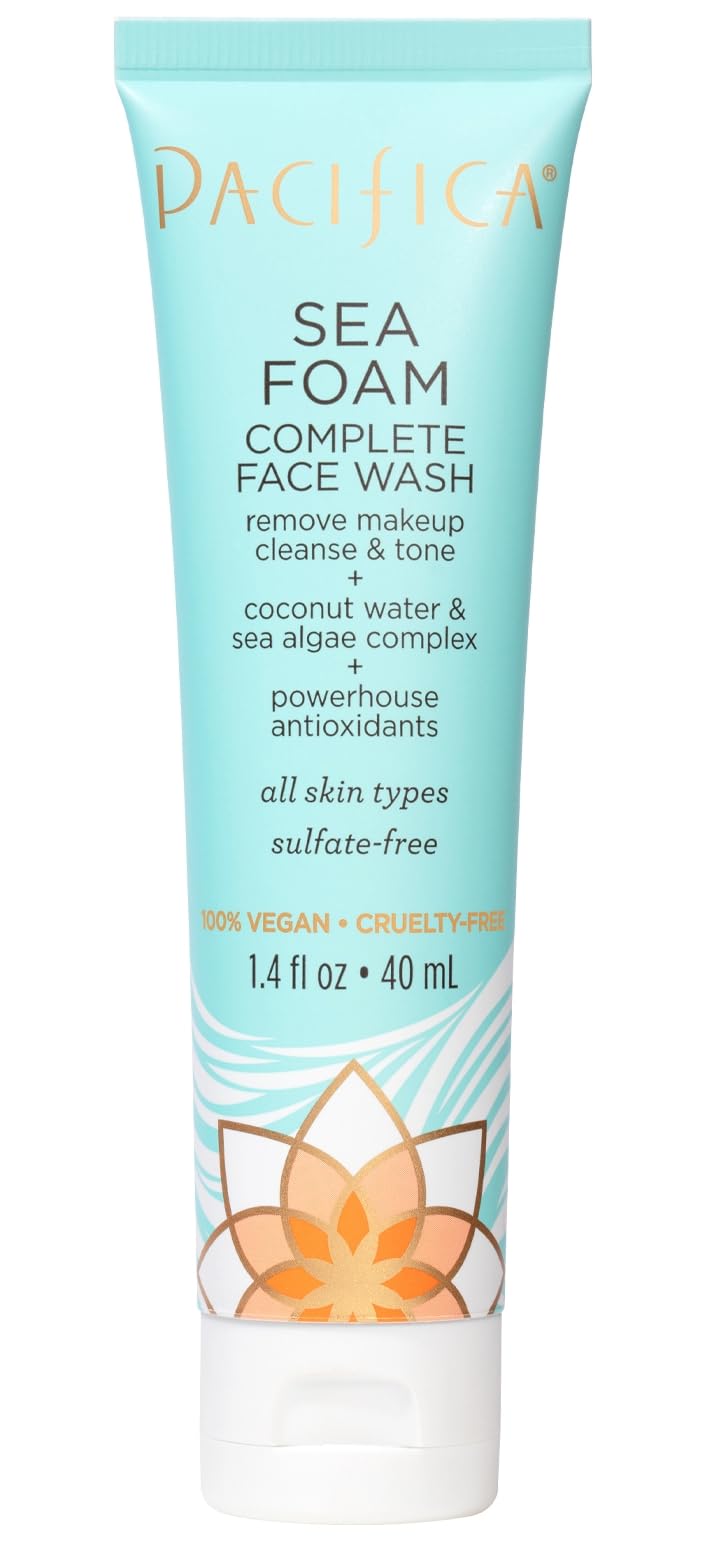 Pacifica limpiador facial en espuma marina mini para viaje, piel fresca.