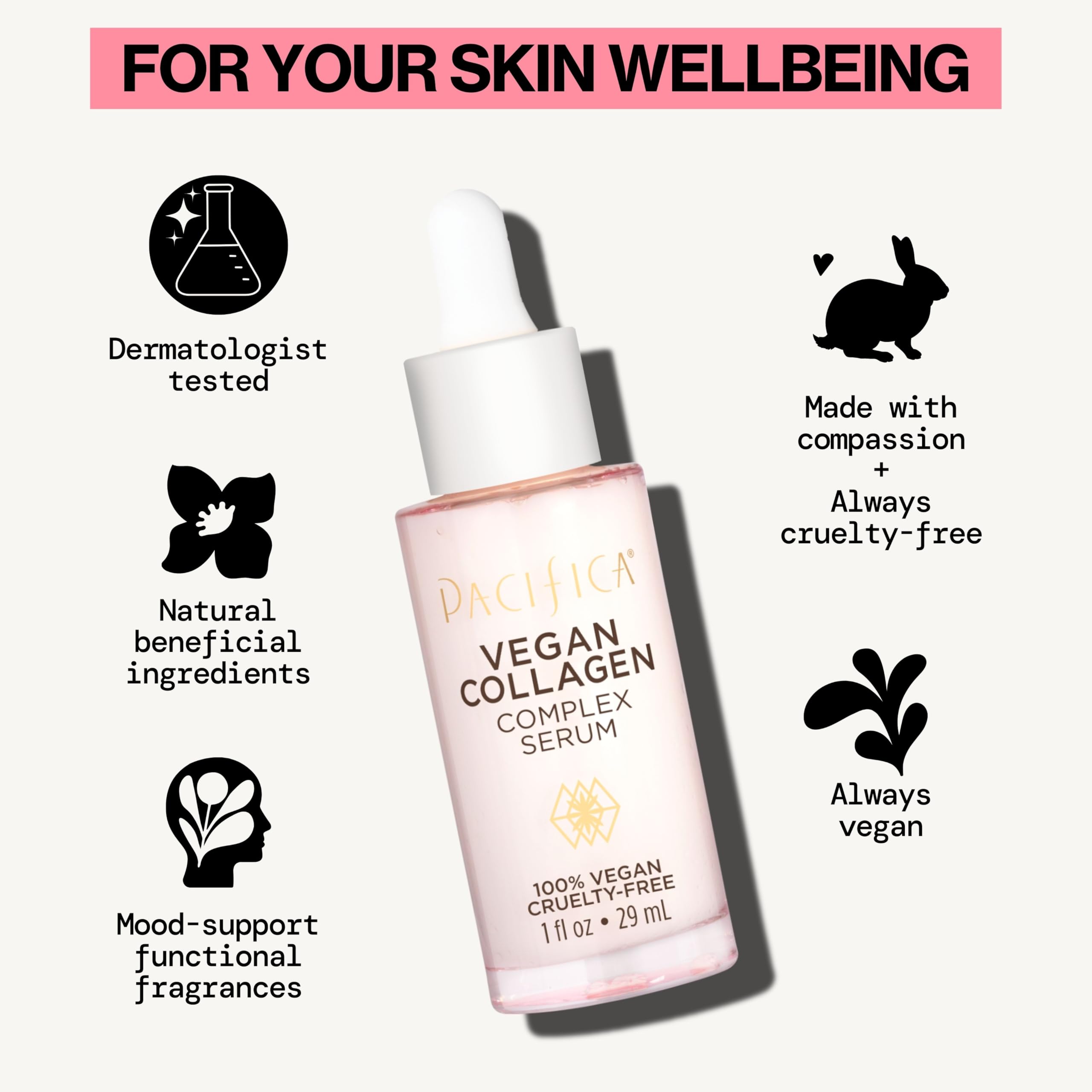 Piel de todo tipo puede beneficiarse del serum Pacífica, uso suave.
