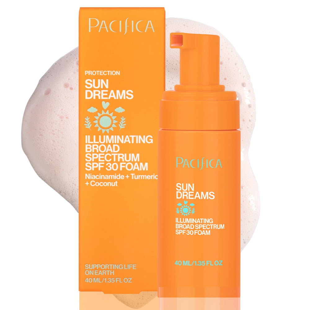 Pacifica Sun Dreams: frasco con espuma suave para protección SPF30 diaria.