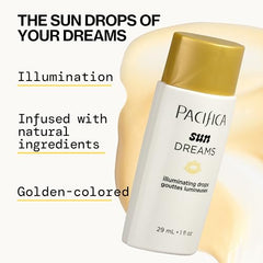 Pacífica Sunset Glow Drops, cuentagotas para una aplicación precisa y controlada.