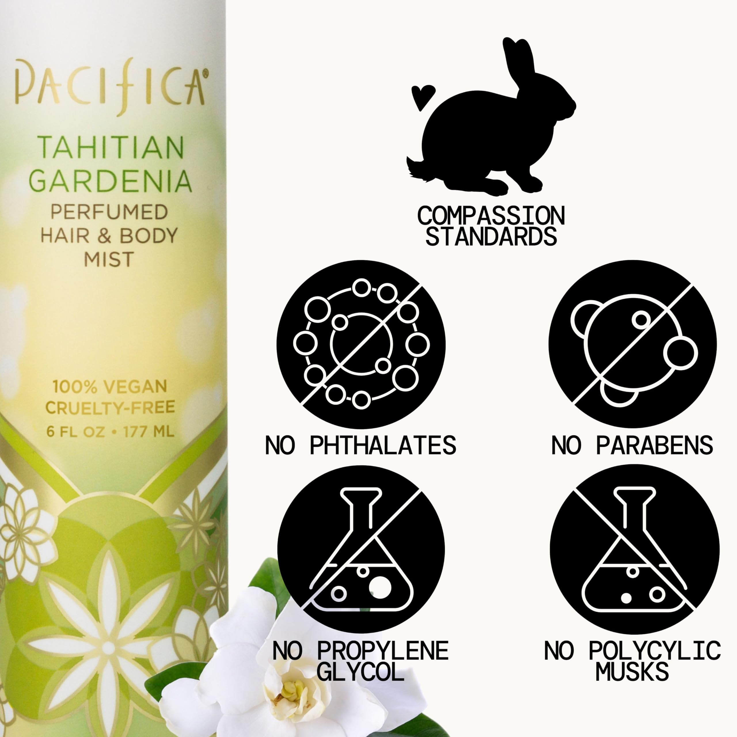 Pacifica Tahitian Gardenia diseño sostenible: envase respetuoso con el planeta.