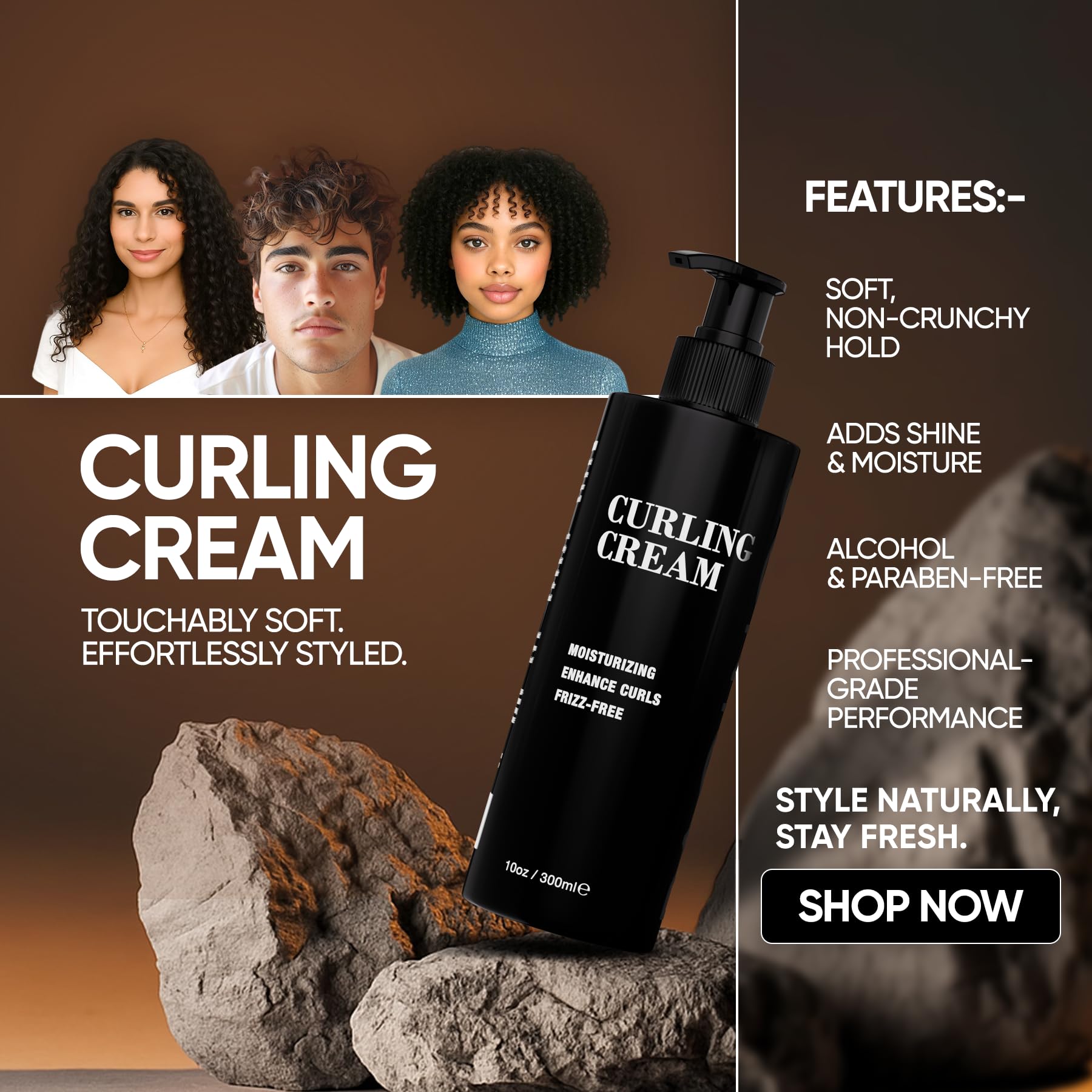 Pacinos Curling Cream on damp hair shows even distribution for soft definition.