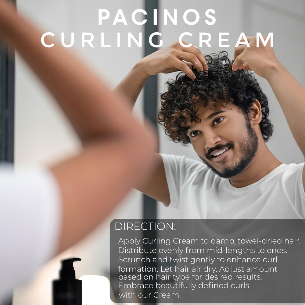 Pacinos Curling Cream demonstrates frizz control for smooth, sleek curls all day.
