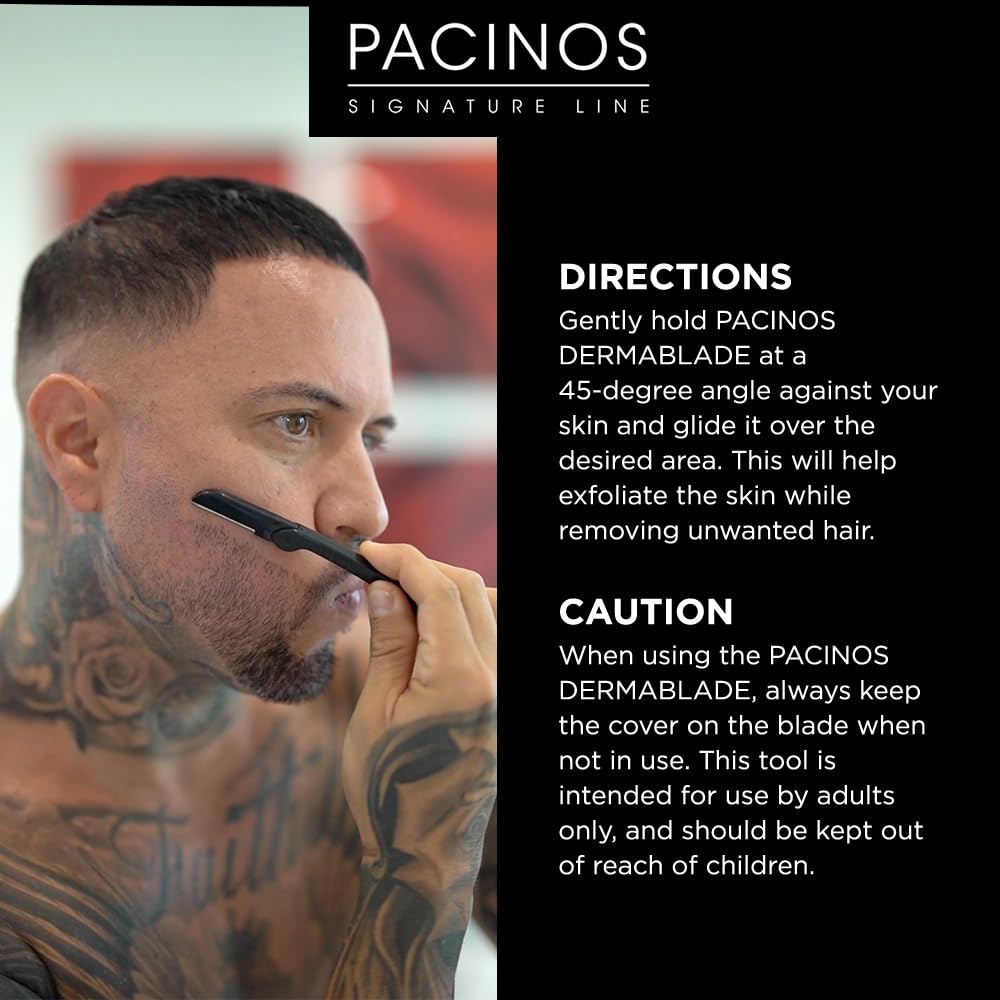 Pacinos Derma Blades: diseño ergonómico para agarre cómodo y control.