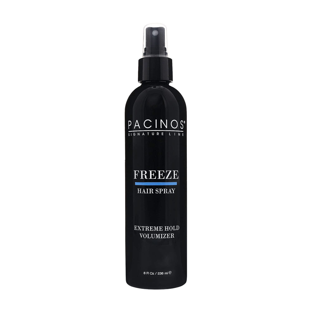 Pacinos Freeze aerosol para cabello, aplicación suave y fijación duradera.