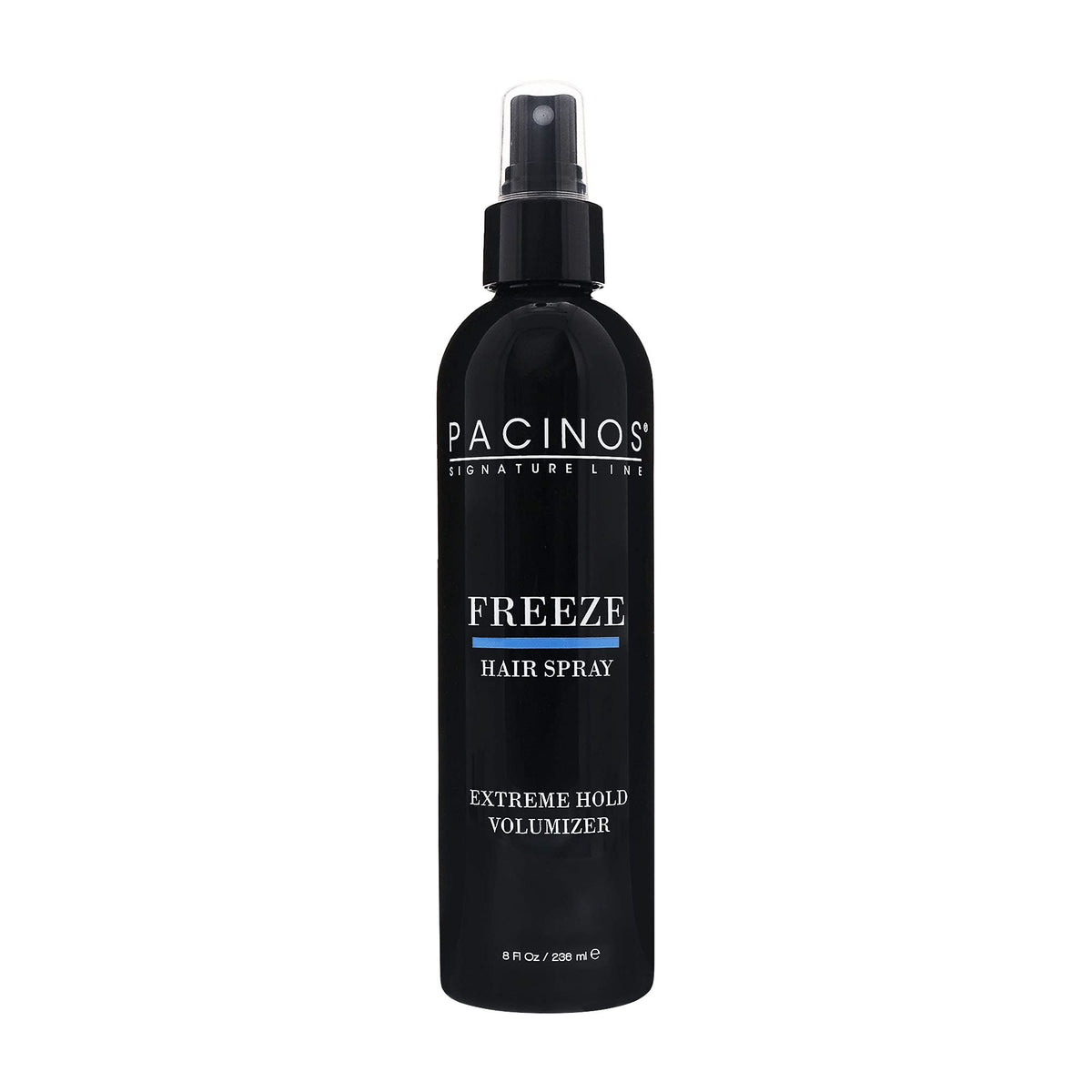 Pacinos Freeze aerosol para cabello, aplicación suave y fijación duradera.