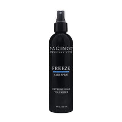 Pacinos Freeze aerosol para cabello, aplicación suave y fijación duradera.