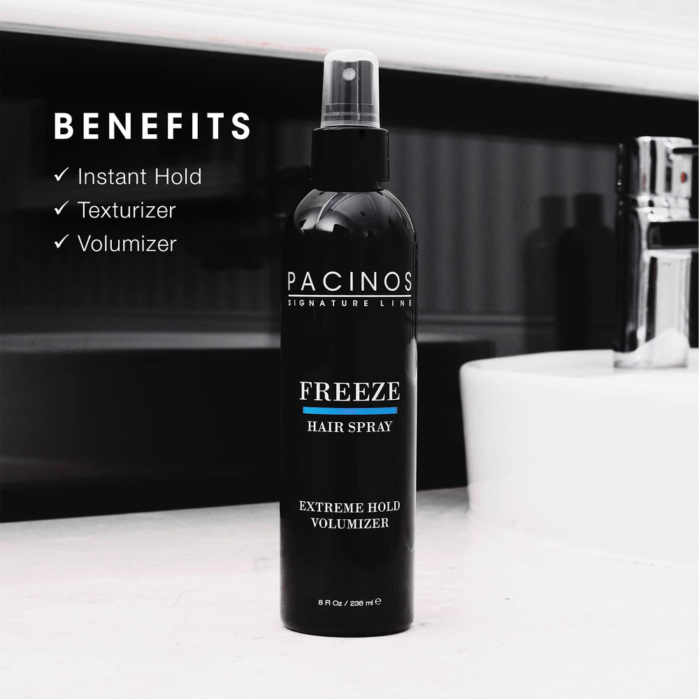 Pacinos Freeze aerosol para cabello aporta volumen natural con definición.