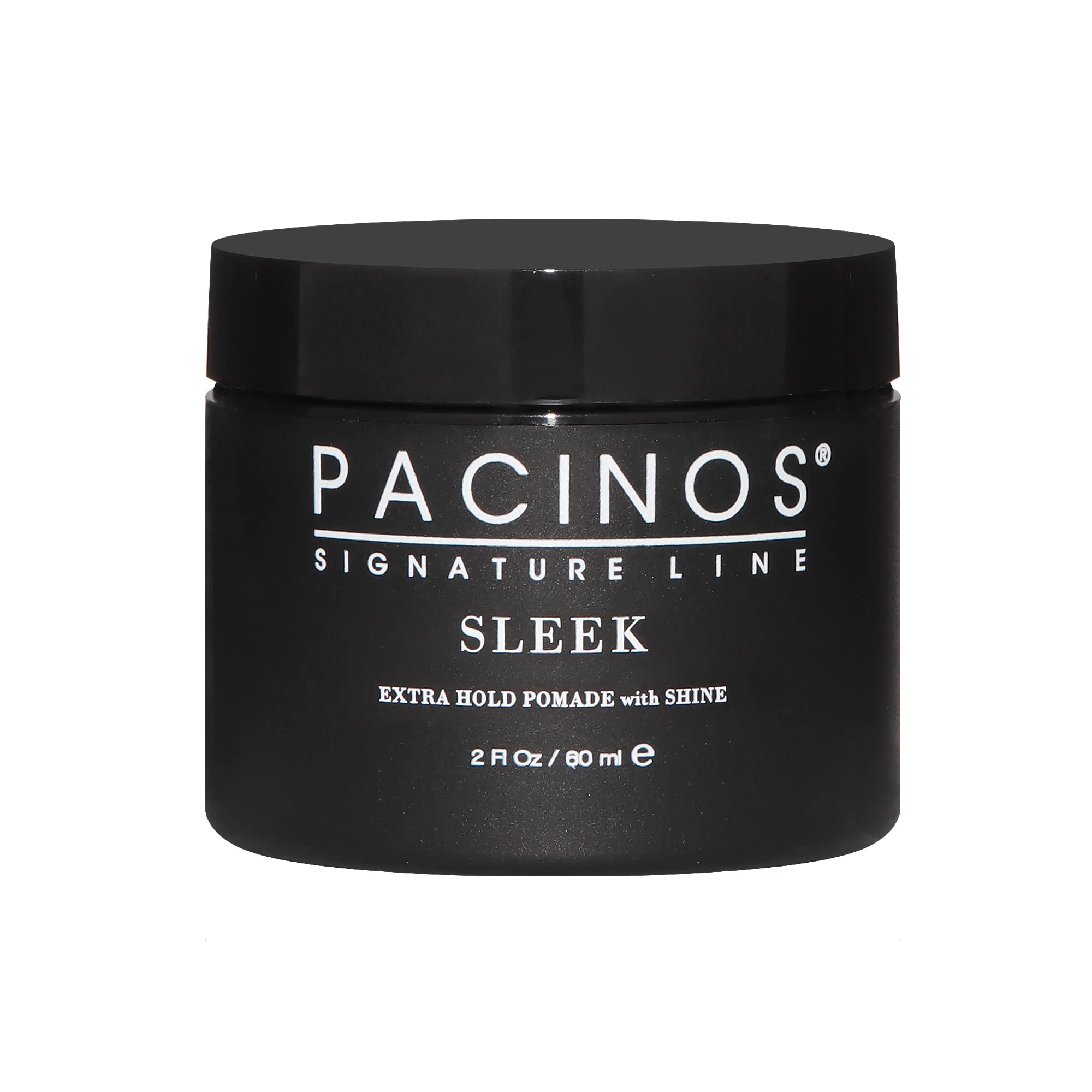 Pacinos Sleek pomade tube front view for all-day hold.