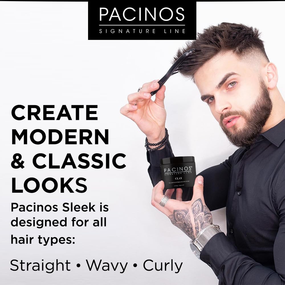 Wet-look Pacinos SLEEK on medium to longer hair for versatile styling.
