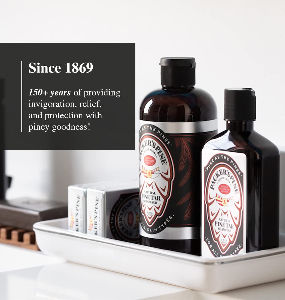 Packer's Pine Tar Soap, perfecto para camping y duchas al aire libre.