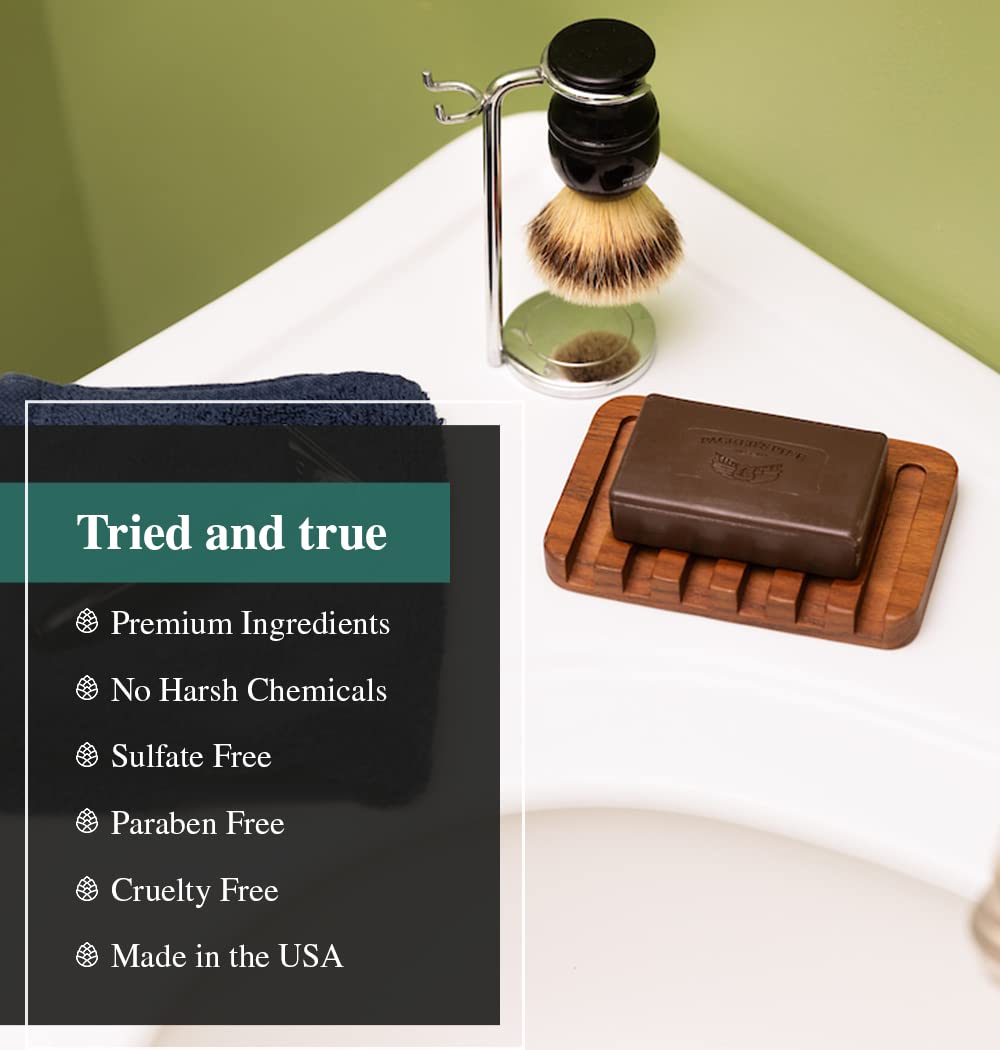 Packer's Pine Tar Soap, etiqueta de ingredientes naturales, sin aditivos agresivos.