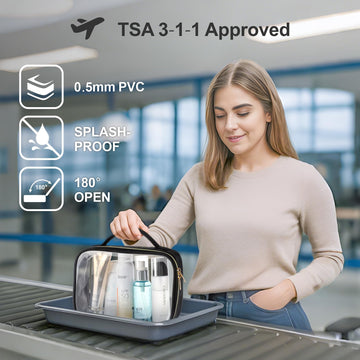 PACKISM bolsa de maquillaje transparente mediana ideal para líquidos que cumplen la regla 3-1-1