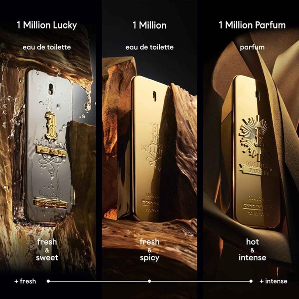 Paco Rabanne 1 Million Parfum, detalle etiqueta, marca visible y prestigio.