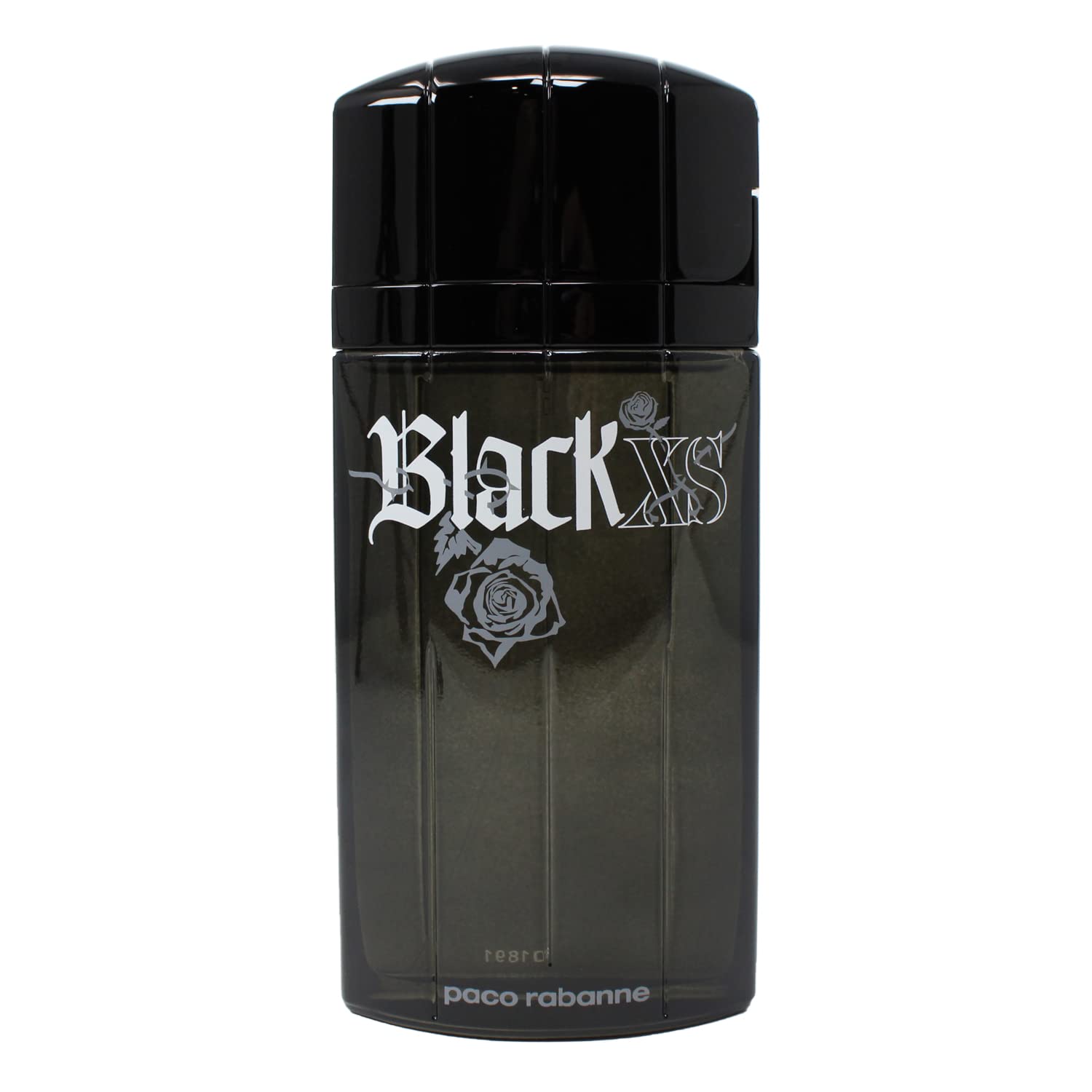 Paco Rabanne Black XS, frasco detalle tapa, notas especiadas para presencia elegante.