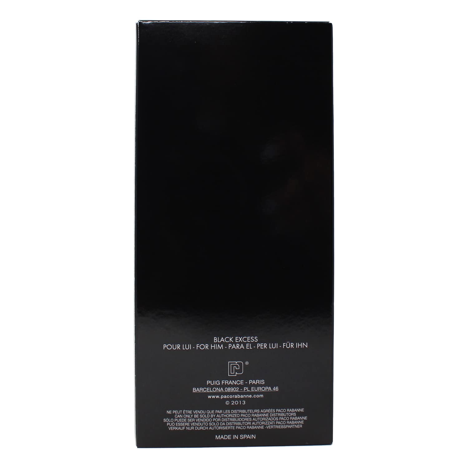 Paco Rabanne Black XS, caja de presentación, regalo elegante para amantes de fragancias audaces.
