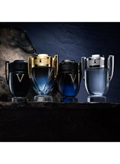 Paco Rabanne Invictus, tapa y acabado en primer plano, estilo dinámico.