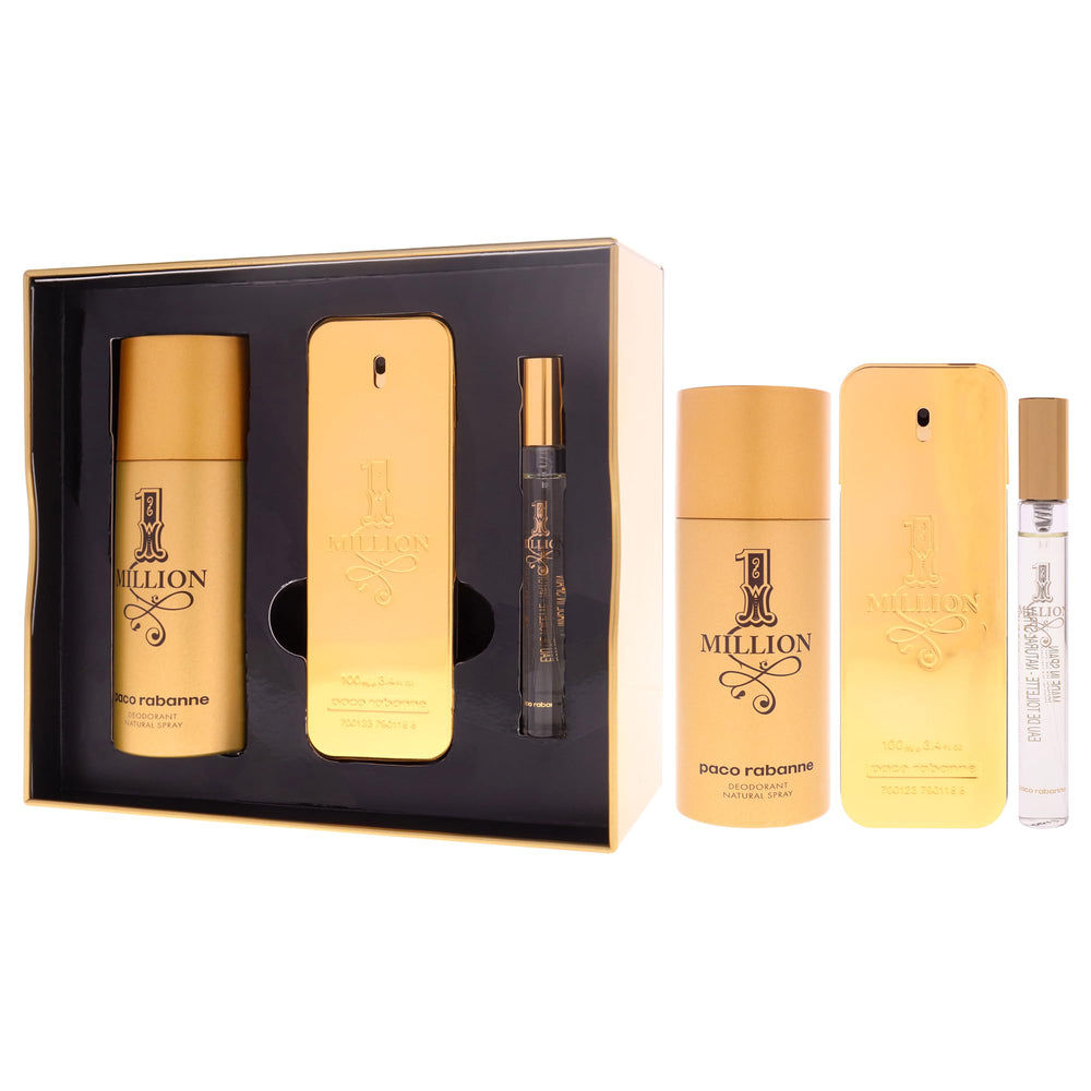 Paco Rabanne One Million, empaque dorado de lujo para regalo perfecto.