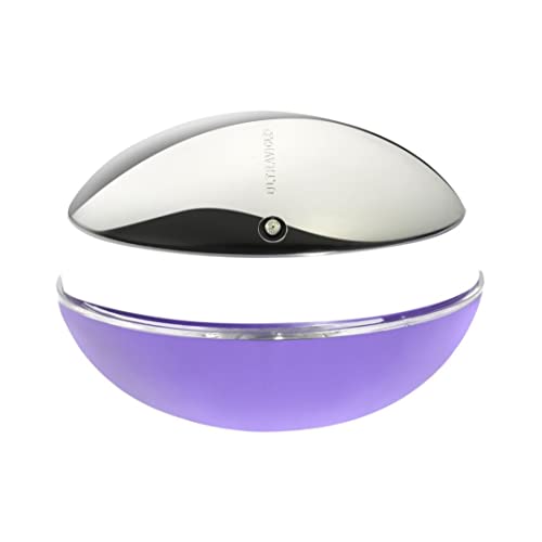 Frasco de vidrio Ultraviolet, Paco Rabanne, muestra su diseño luminoso.