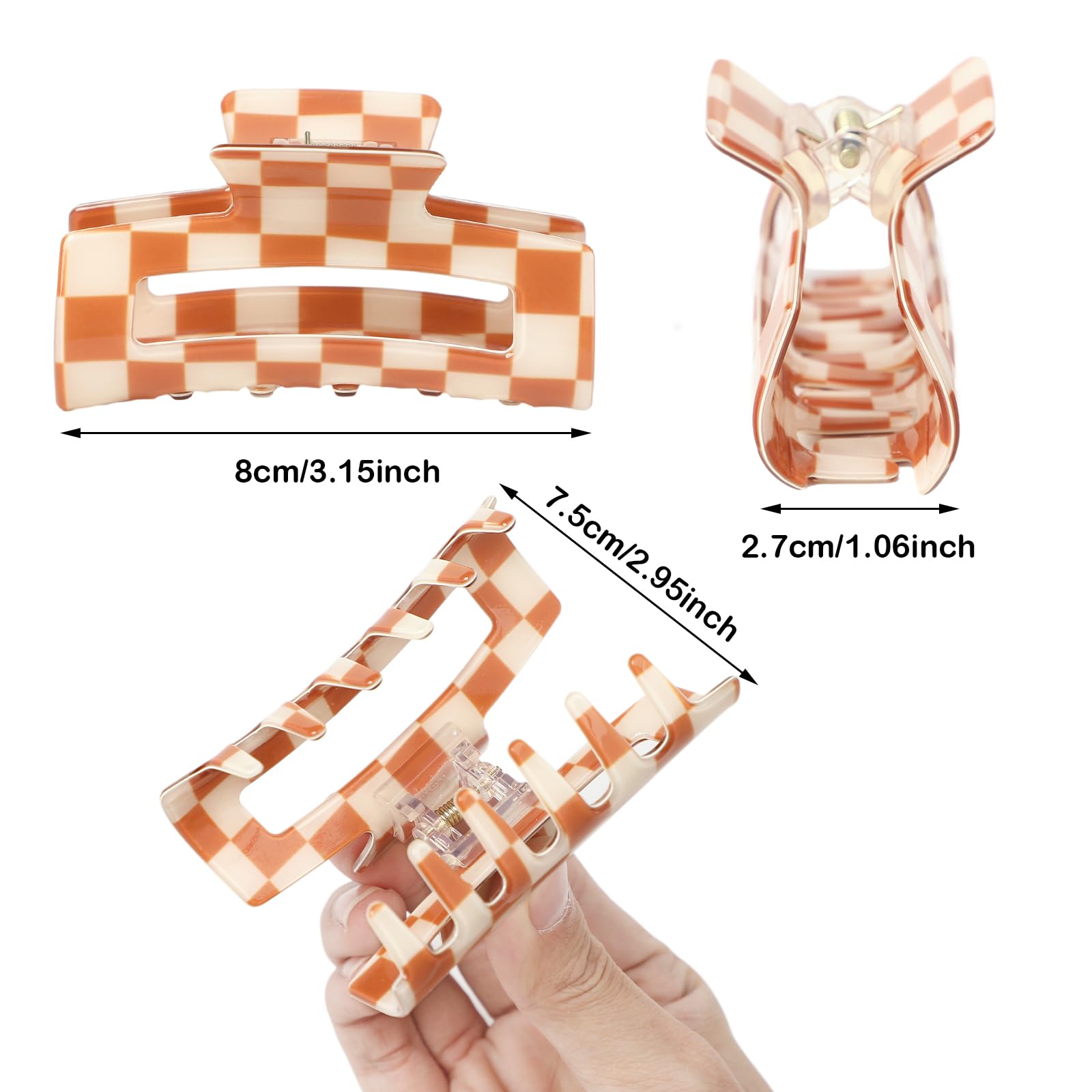 Paderison pinza ajedrez rectangular naranja-blanco para estilos creativos.