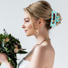 Paderison pinza ajedrez rectangular negro-blanco para peinados diarios.