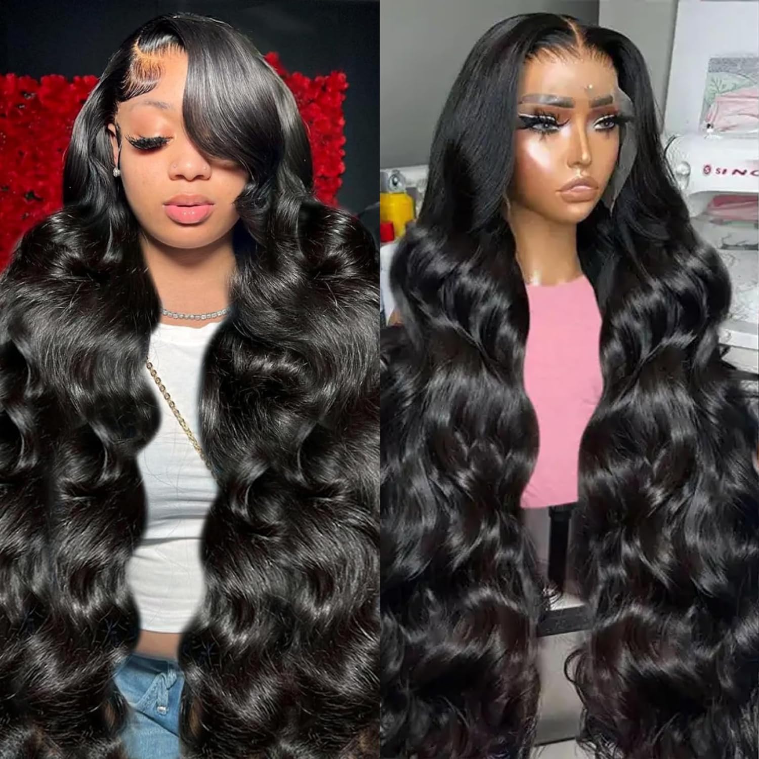 Padise peluca frontal lace 13x6 transparente, densidad 200%, para peinados versátiles sin costuras