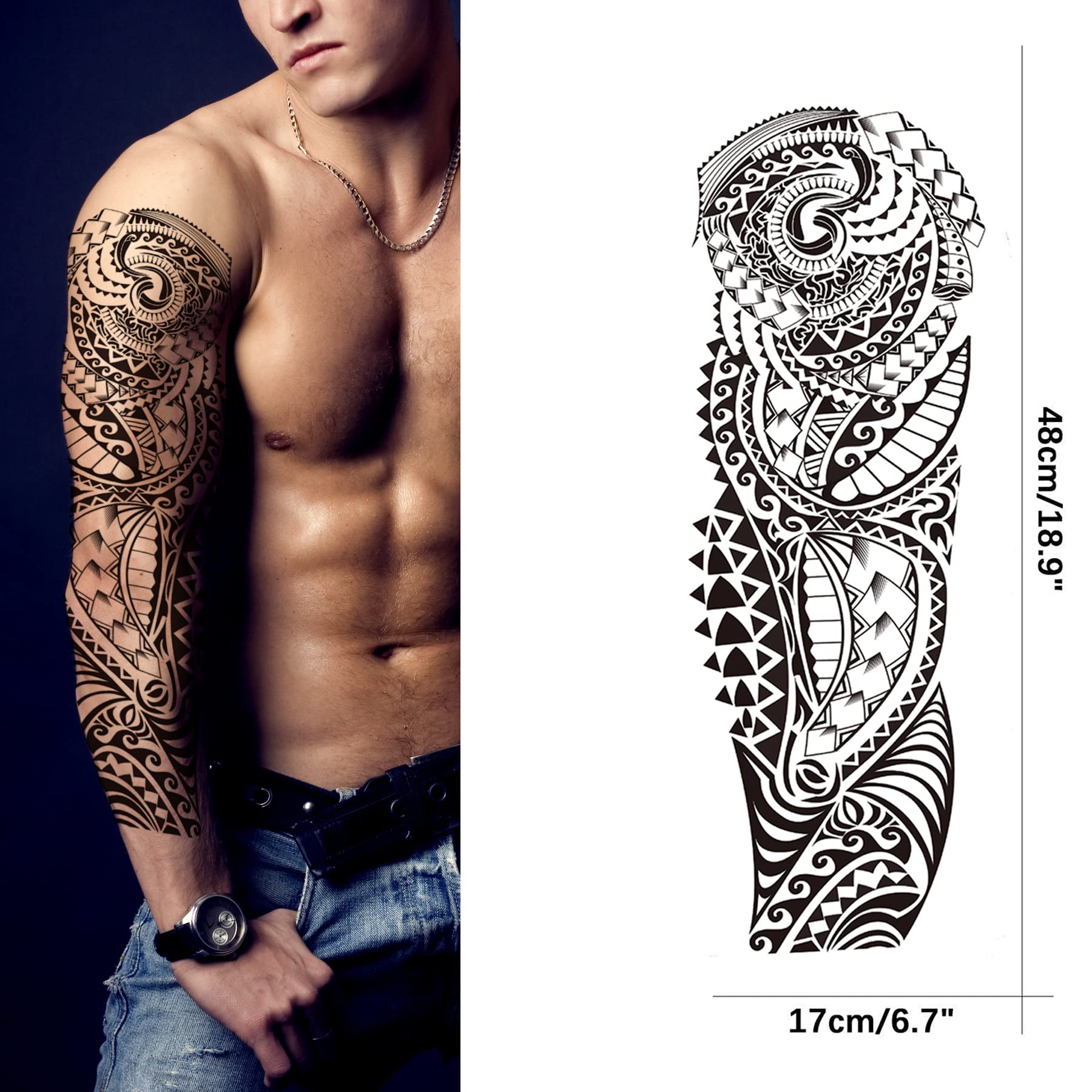 PADOUN manga tatuaje tribal para ducha y piscina: resistente al agua