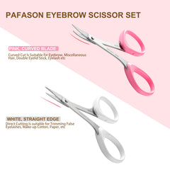 Tijeras Pafason para cejas con punta recta para líneas limpias.