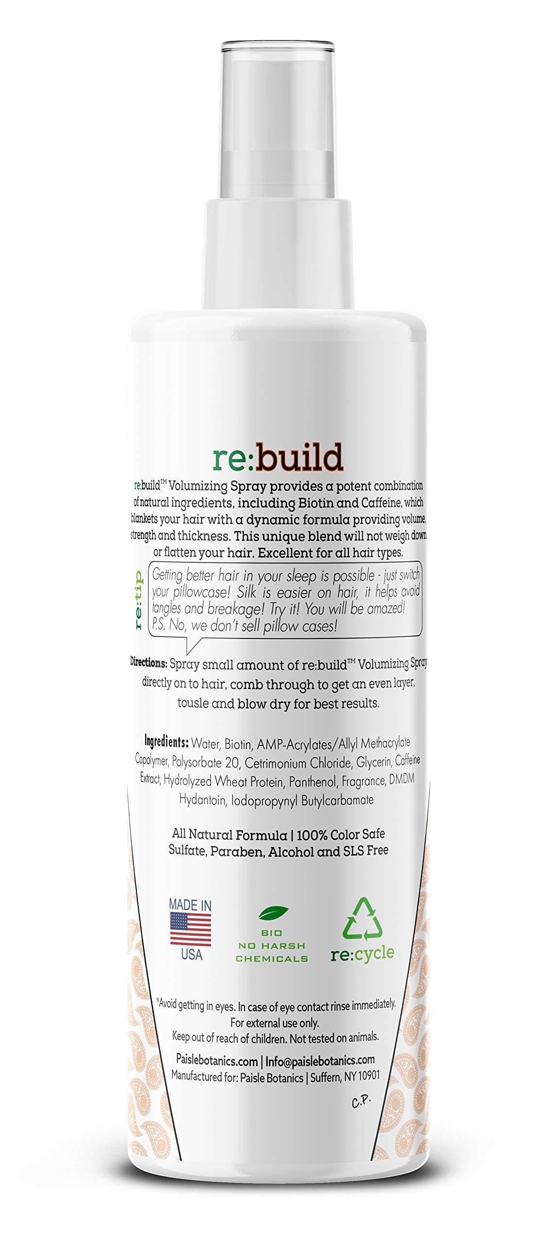 Paisle Botanics Biotin Volumizing Spray ofrece volumen para un peinado duradero.