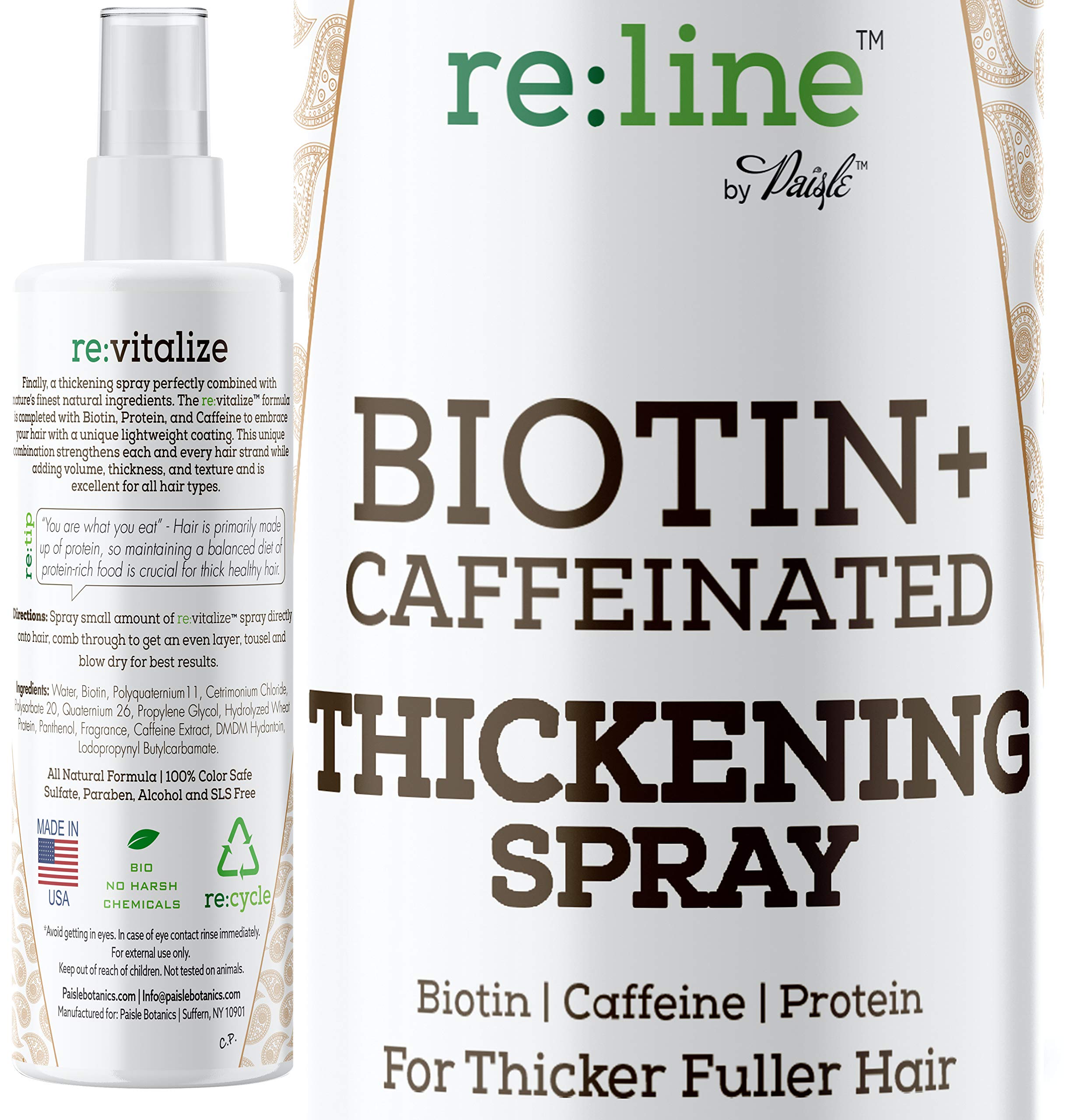 Paisle Botanics Biotina: pulverizador engrosante para botella que aporta volumen inmediato.